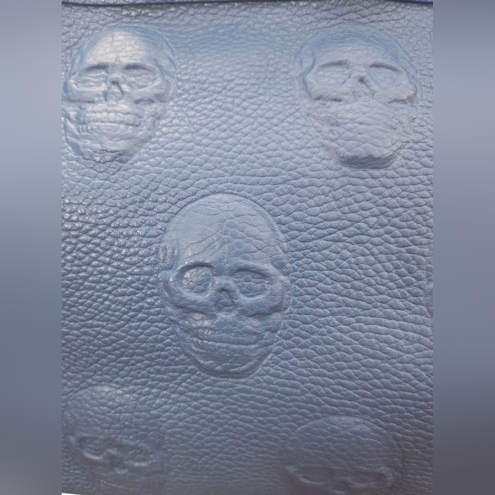IO Pelle Italia NEW Large Skull Embossed Leather Satchel/Crossbody Bag Dust Bag - Picture 8 of 14